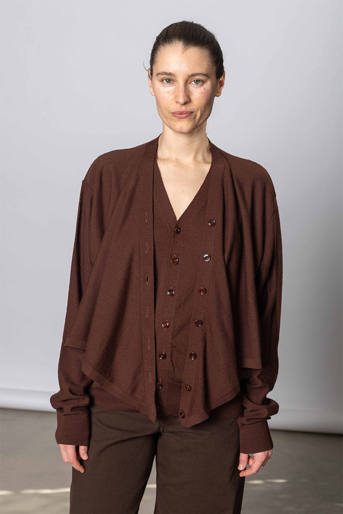 Trompe L'oeil  Cardigan - Acajou