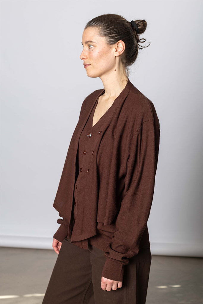 Trompe L'oeil  Cardigan - Acajou