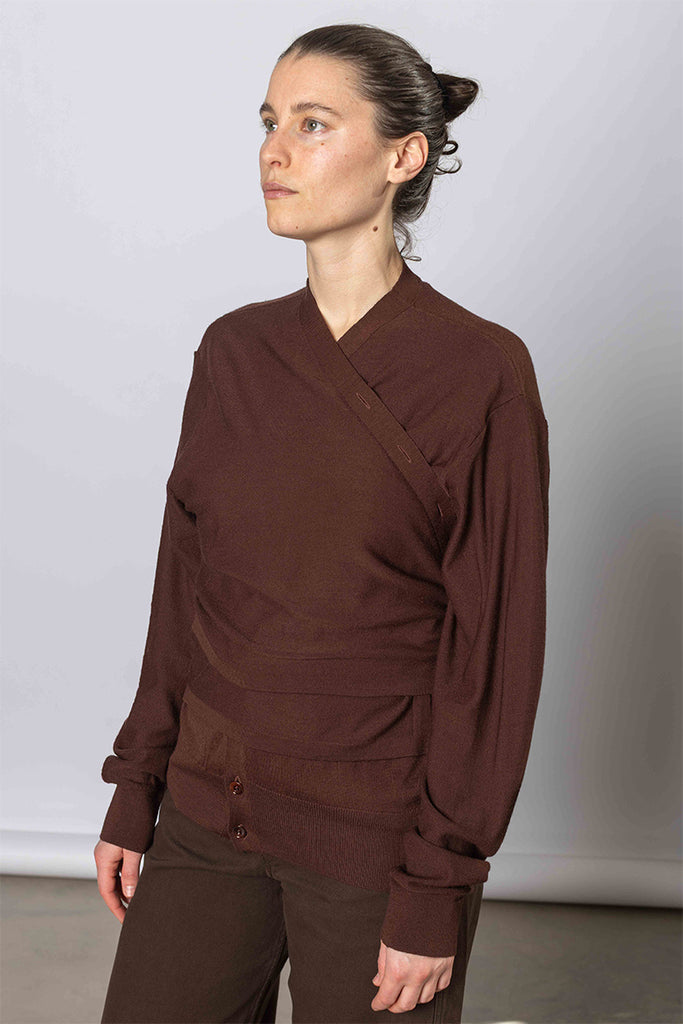 Trompe L'oeil  Cardigan - Acajou