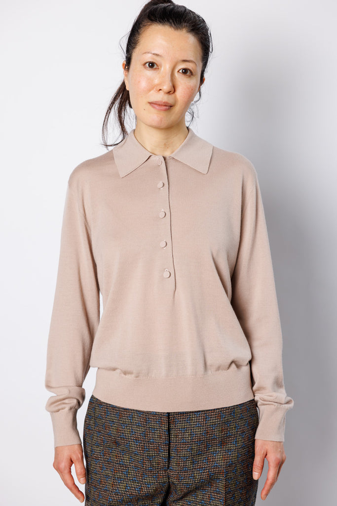 Tuno Knit Polo Sweater - Beige
