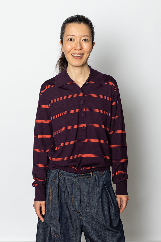 Tuno Striped Sweater - Dark Purple