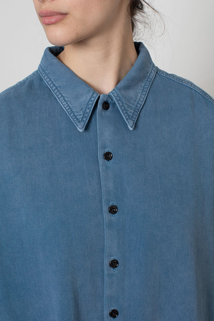 Twisted Denim Shirt - Snow Blue