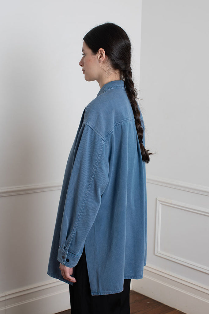 Twisted Denim Shirt - Snow Blue