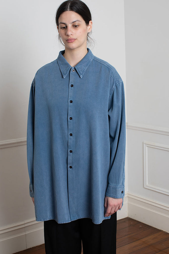 Twisted Denim Shirt - Snow Blue