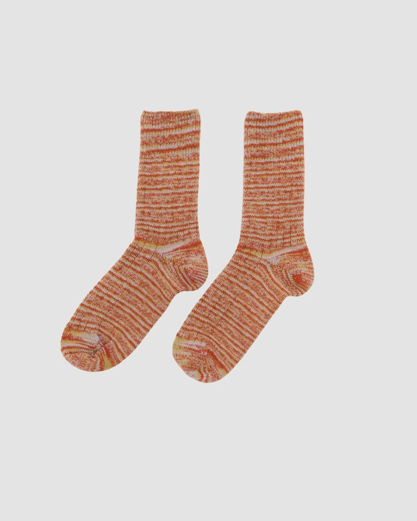 Multicoloured Twisted Over Ankle Socks - Orange