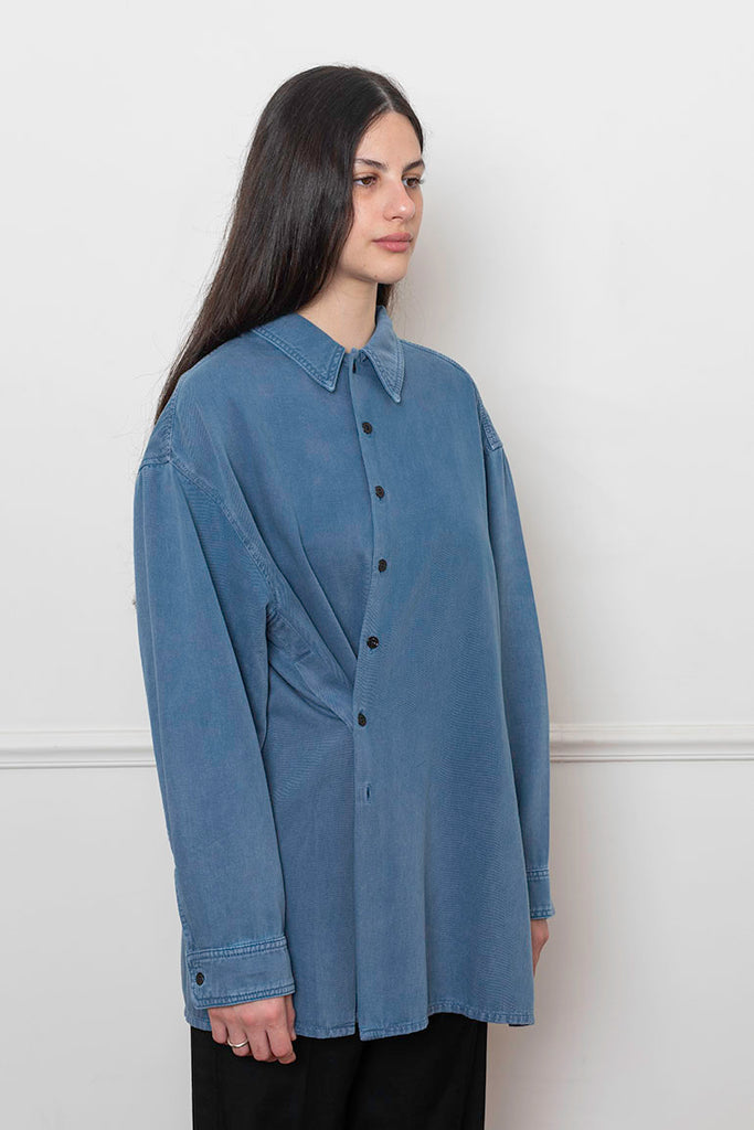 Twisted Denim Shirt - Snow Blue