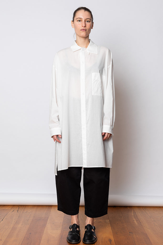 Unattached Collar Big Shirt - White