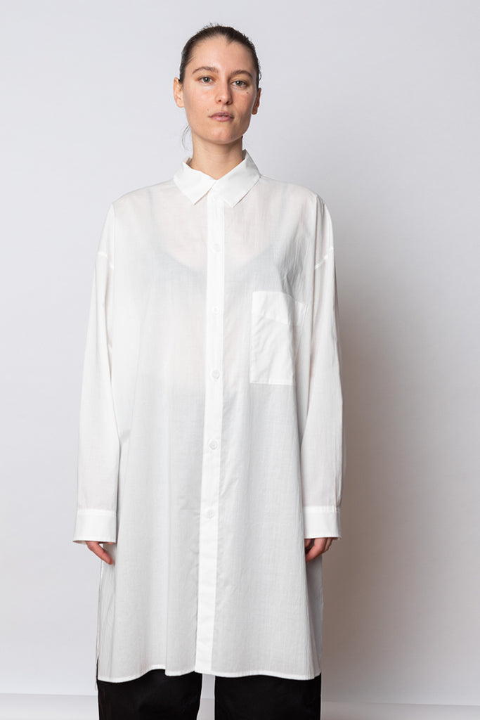 Unattached Collar Big Shirt - White