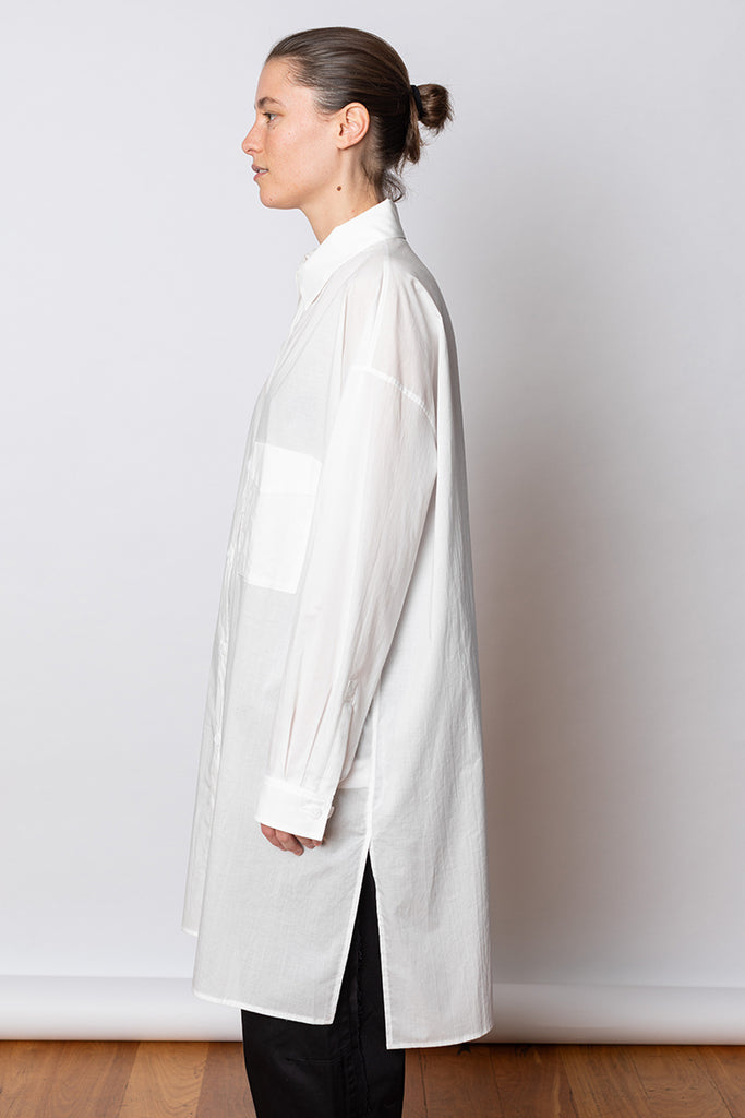 Unattached Collar Big Shirt - White