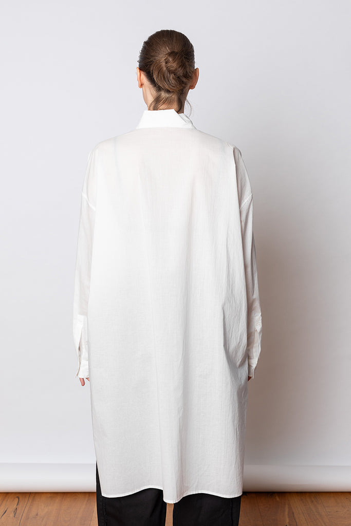 Unattached Collar Big Shirt - White