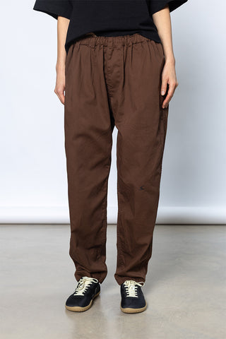 Elastic Waist Cotton Pants - Brown
