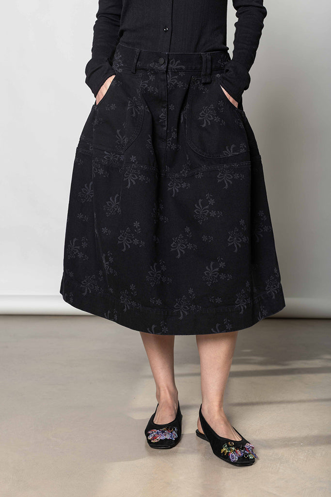 Utility Hip Bustle Skirt - Black