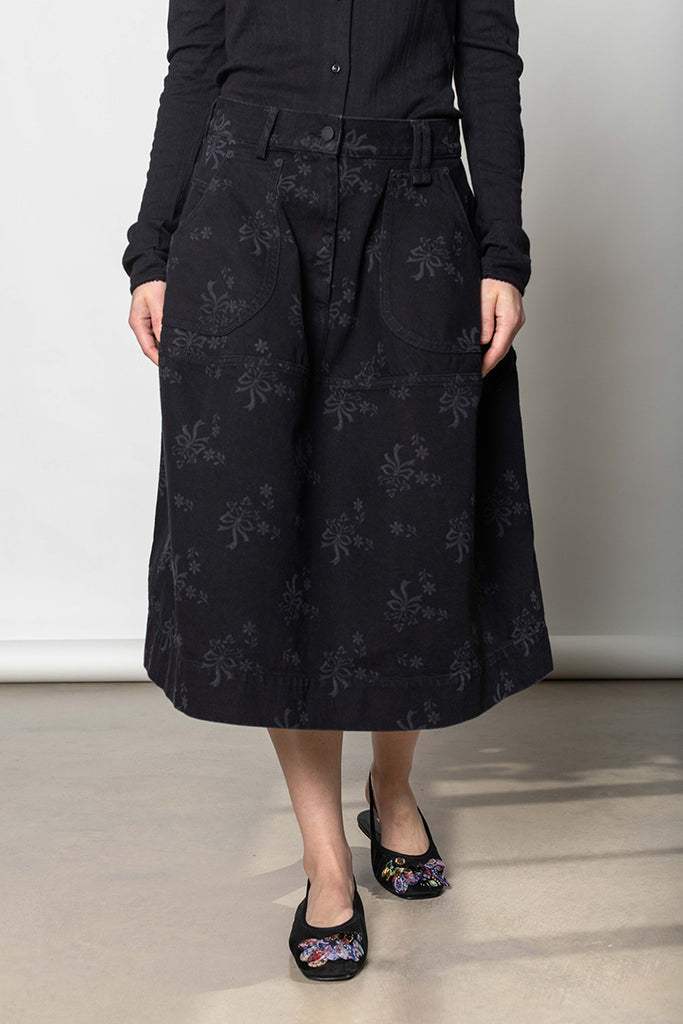 Utility Hip Bustle Skirt - Black