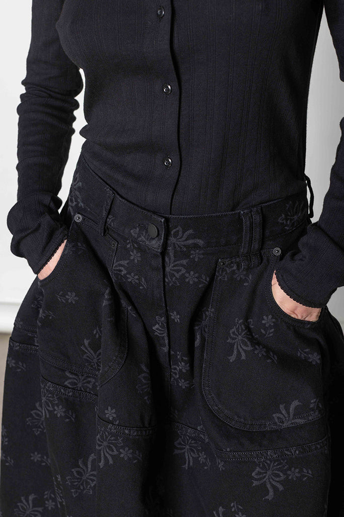 Utility Hip Bustle Skirt - Black