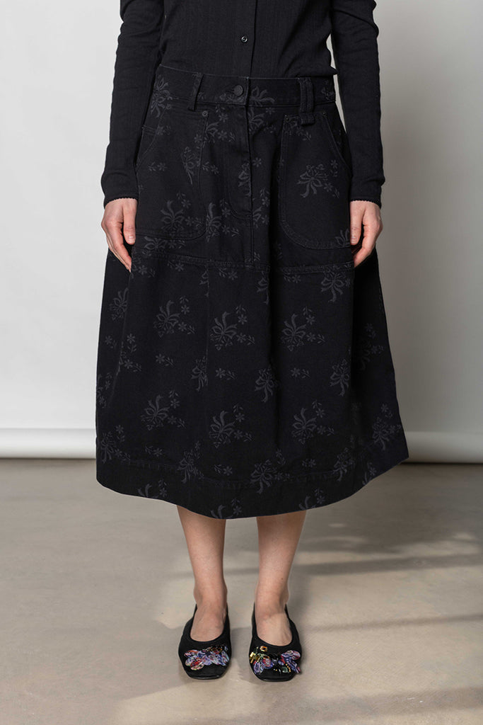 Utility Hip Bustle Skirt - Black