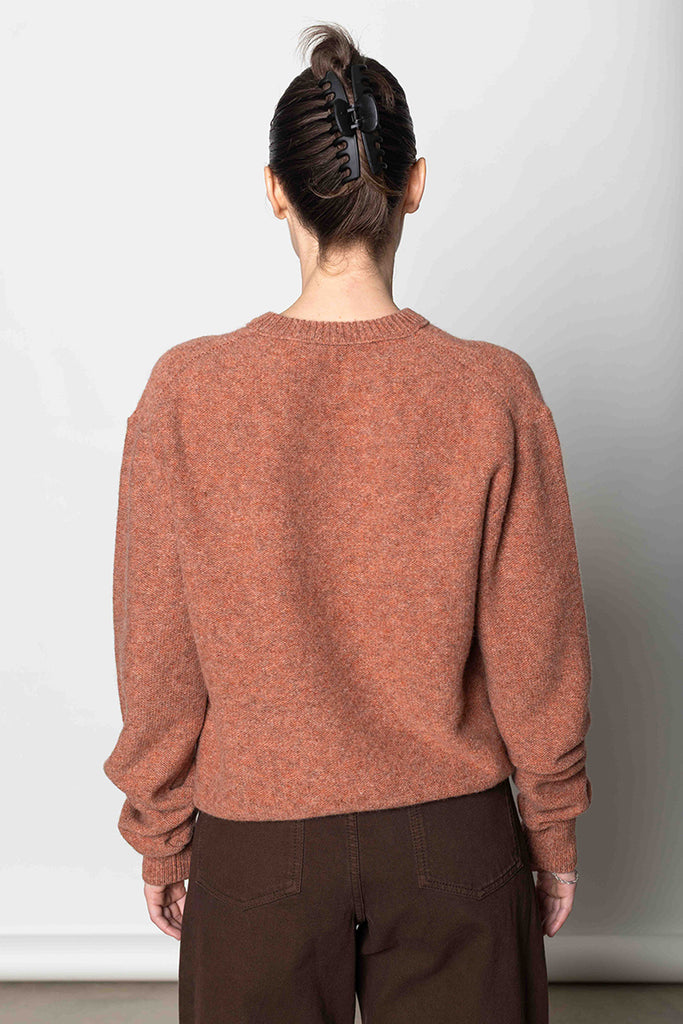 V Neck Sweater - Coral Melange