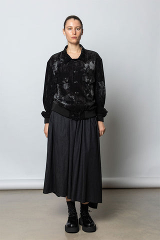 Velvet Shirt Collar Jacket - Black