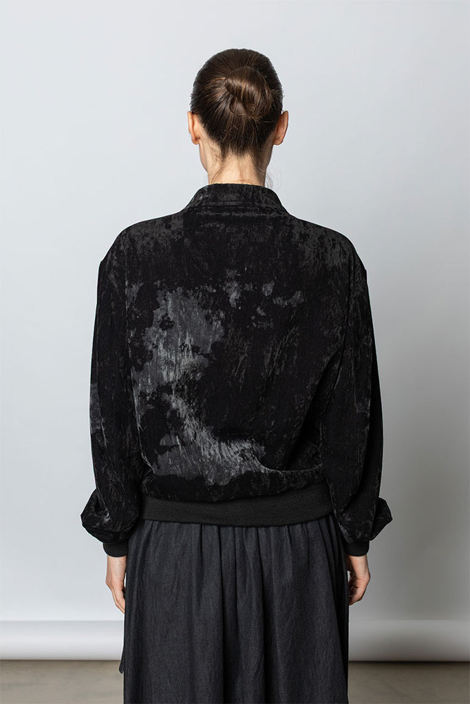 Velvet Shirt Collar Jacket - Black