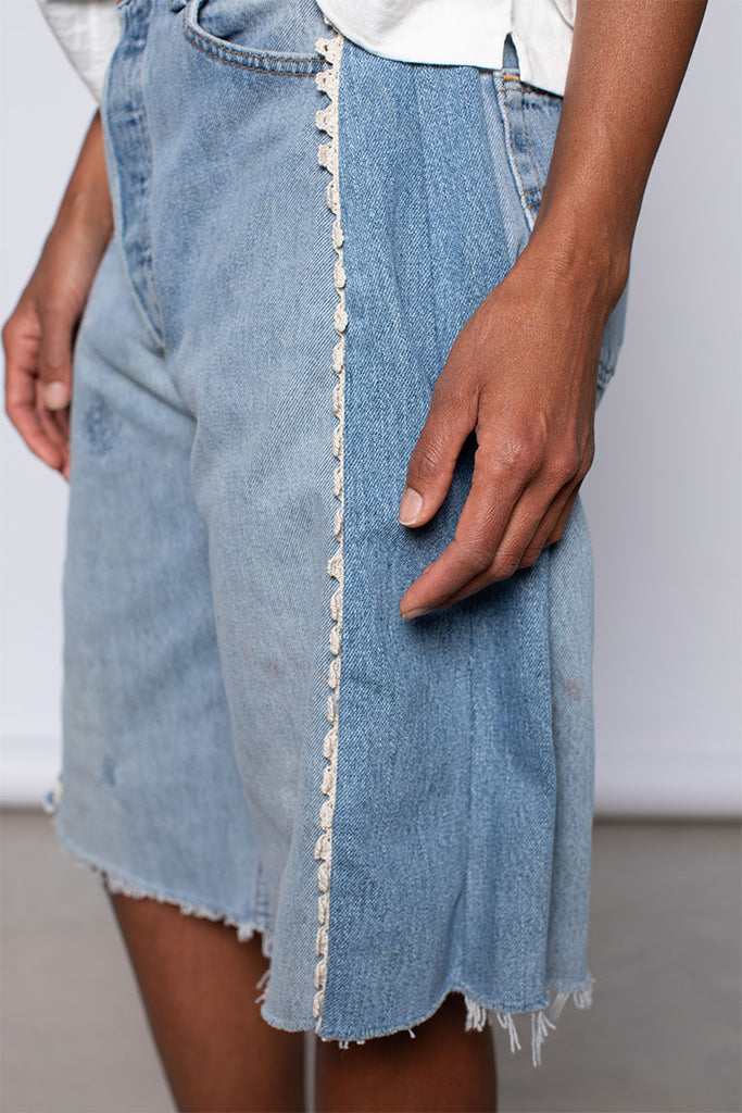 Vintage Lasso Tatted Lace Trim Shorts - Vintage Indigo