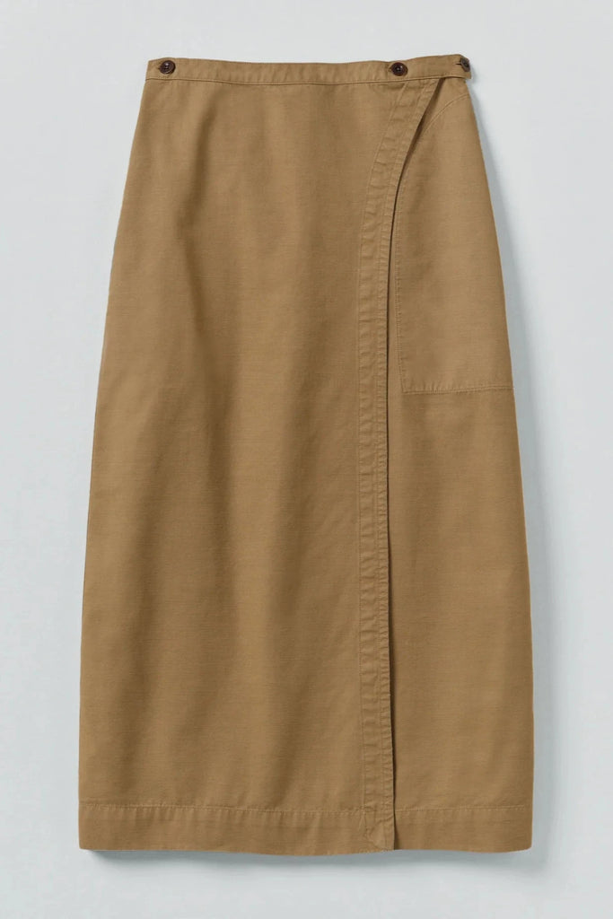 Cotton Wrap Straight Skirt - Warm Sand