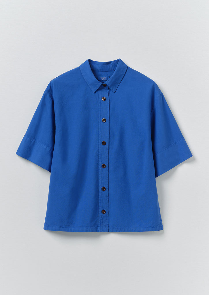 Cotton Linen Poplin Shirt - Enamel Blue