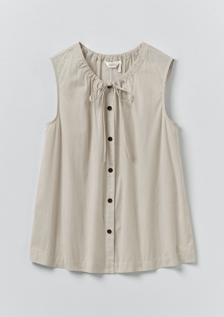 Mini Stripe Cotton Top - Sunwashed Blue