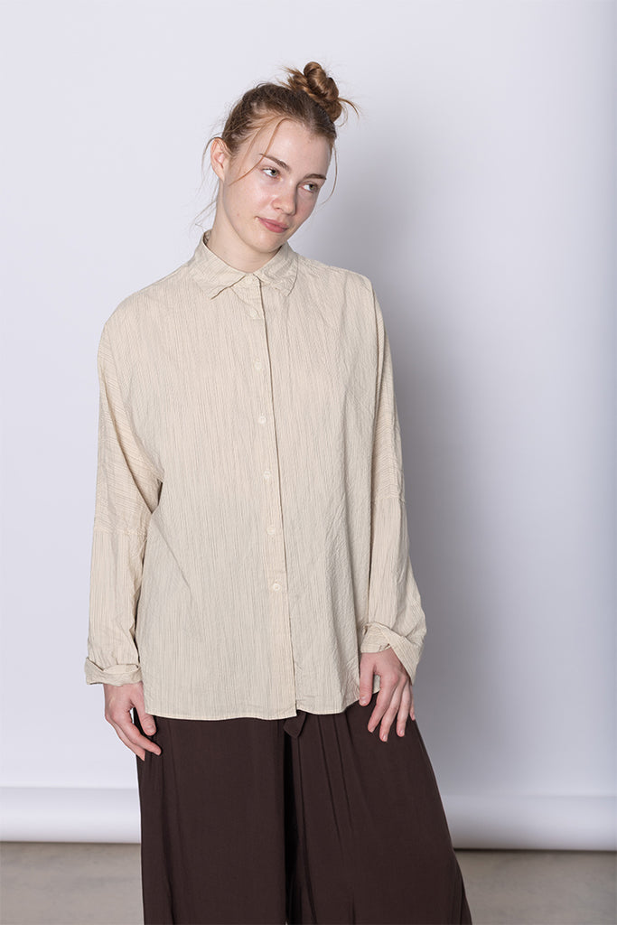 Waga Long Sleeve Shirt Wind Stripe - Natural