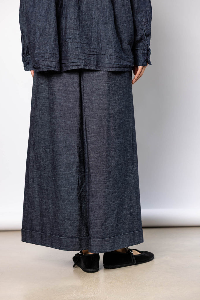 Washed Denim Pigiama Pant - Indigo