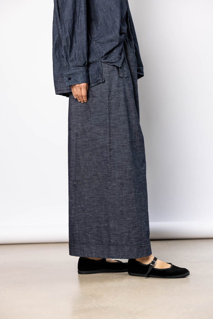 Washed Denim Pigiama Pant - Indigo