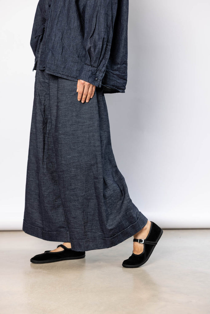 Washed Denim Pigiama Pant - Indigo