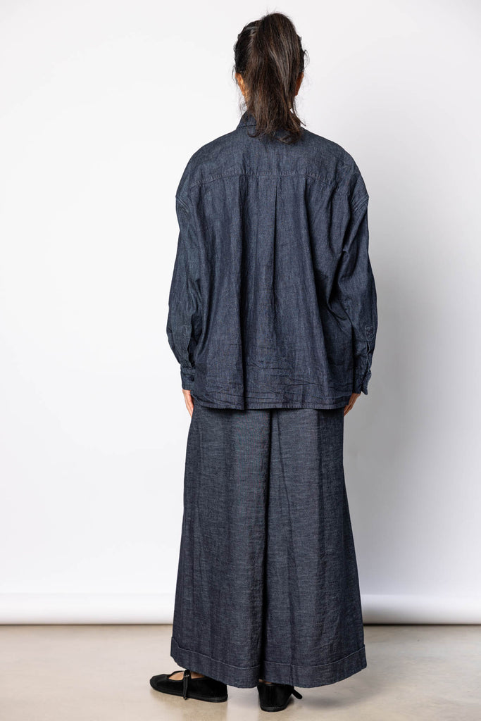 Washed Denim Pigiama Pant - Indigo