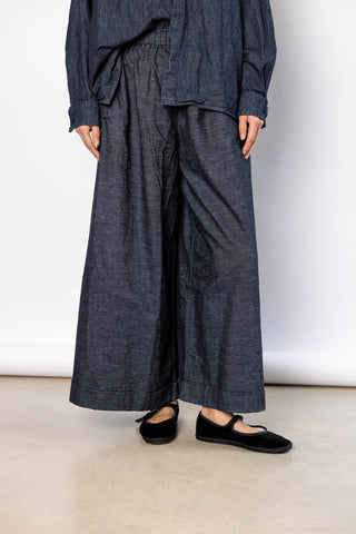 Washed Denim Pigiama Pant - Indigo