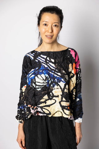 Washed Silk Printed Blouse - Ginepro