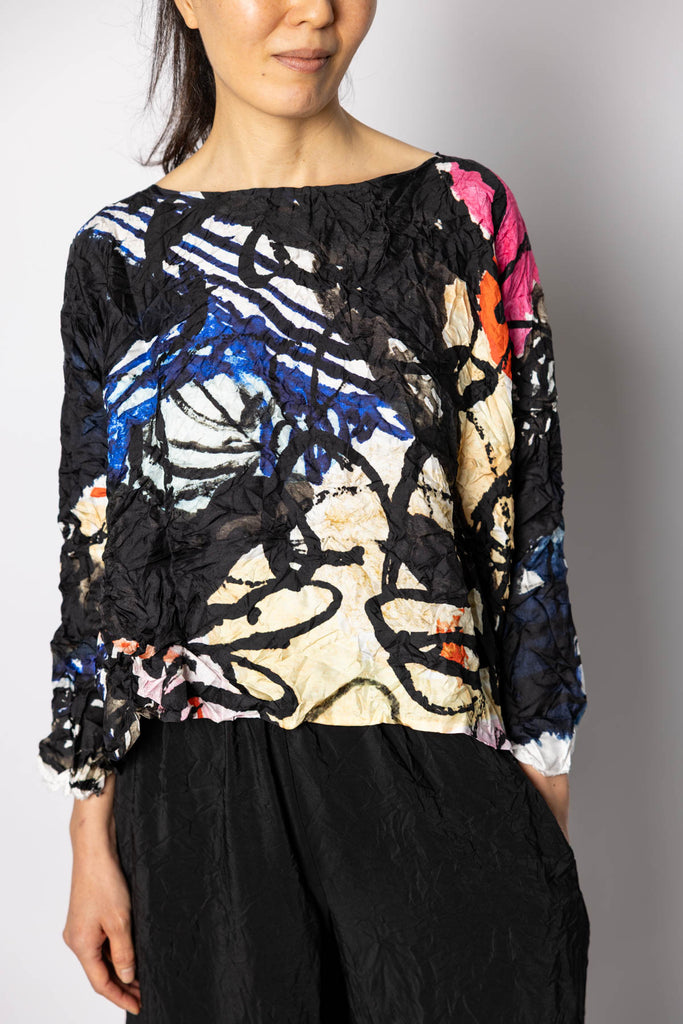 Washed Silk Printed Blouse - Ginepro