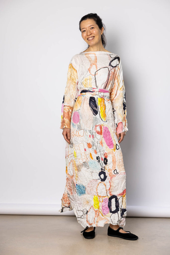 Washed Silk Printed Dress - Mercato