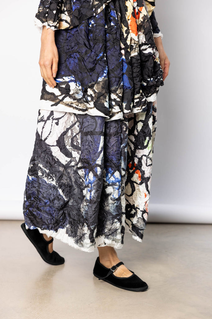 Washed Silk Printed Skirt - Ginepro