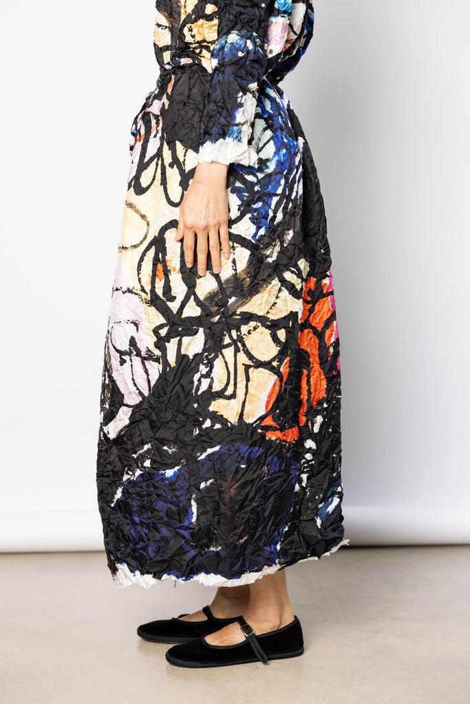 Washed Silk Printed Skirt - Ginepro