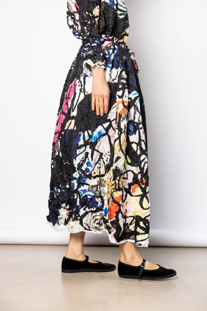 Washed Silk Printed Skirt - Ginepro