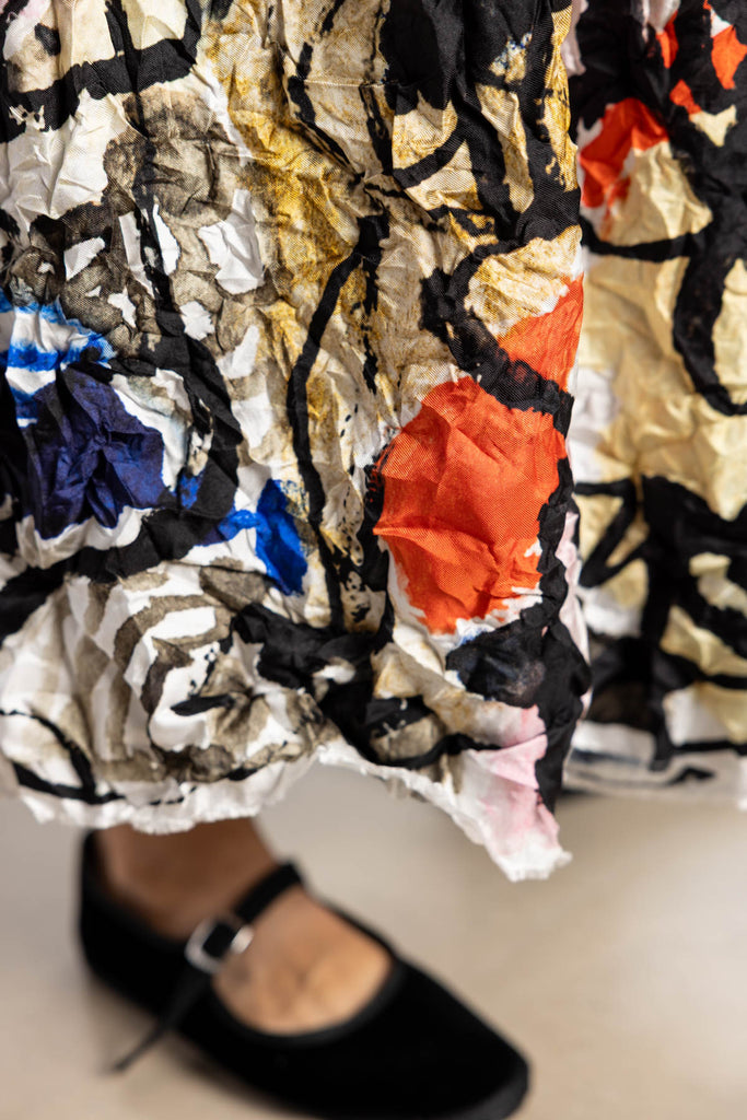 Washed Silk Printed Skirt - Ginepro