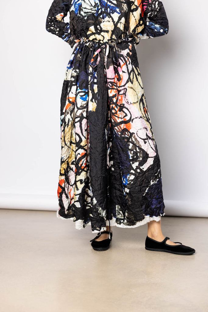Washed Silk Printed Skirt - Ginepro