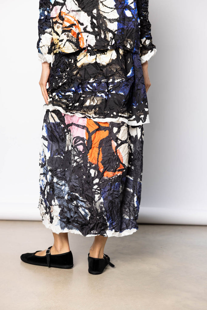 Washed Silk Printed Skirt - Ginepro