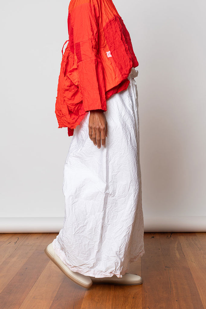 Washed & Crushed Cotton Pants - White