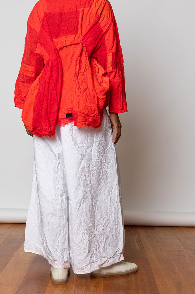 Washed & Crushed Cotton Pants - White