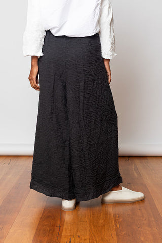 Washed & Crushed Linen Pants - Black