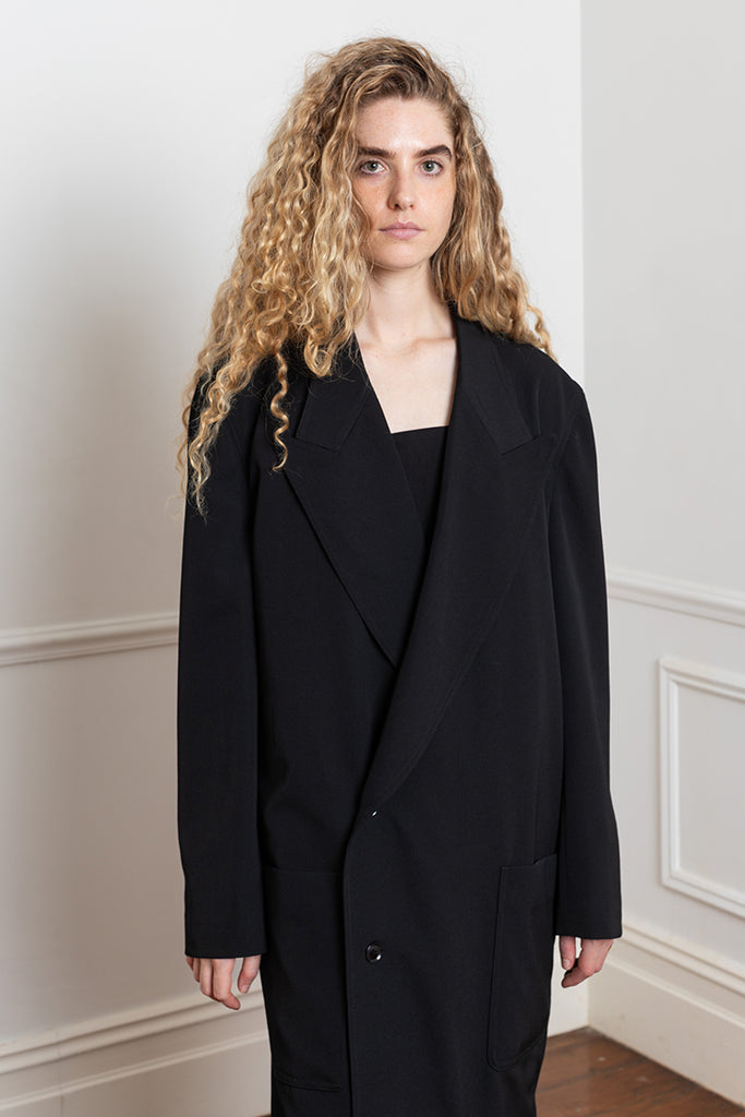 Washer Wool Gabardine Tailored Coat - Black