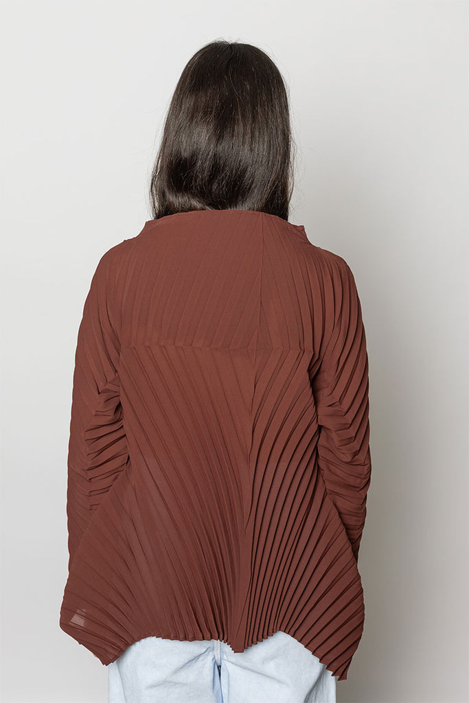 Wave Pleats Top - Dark Brown