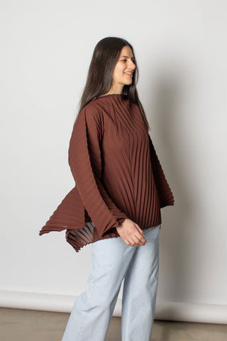 Wave Pleats Top - Dark Brown