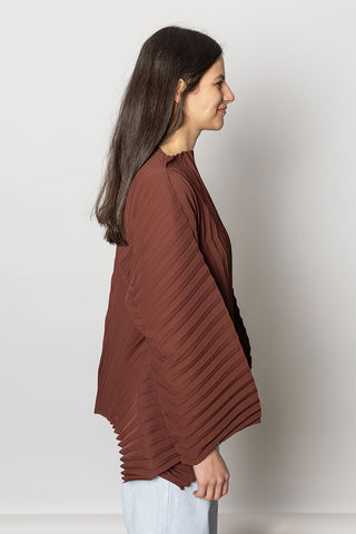 Wave Pleats Top - Dark Brown