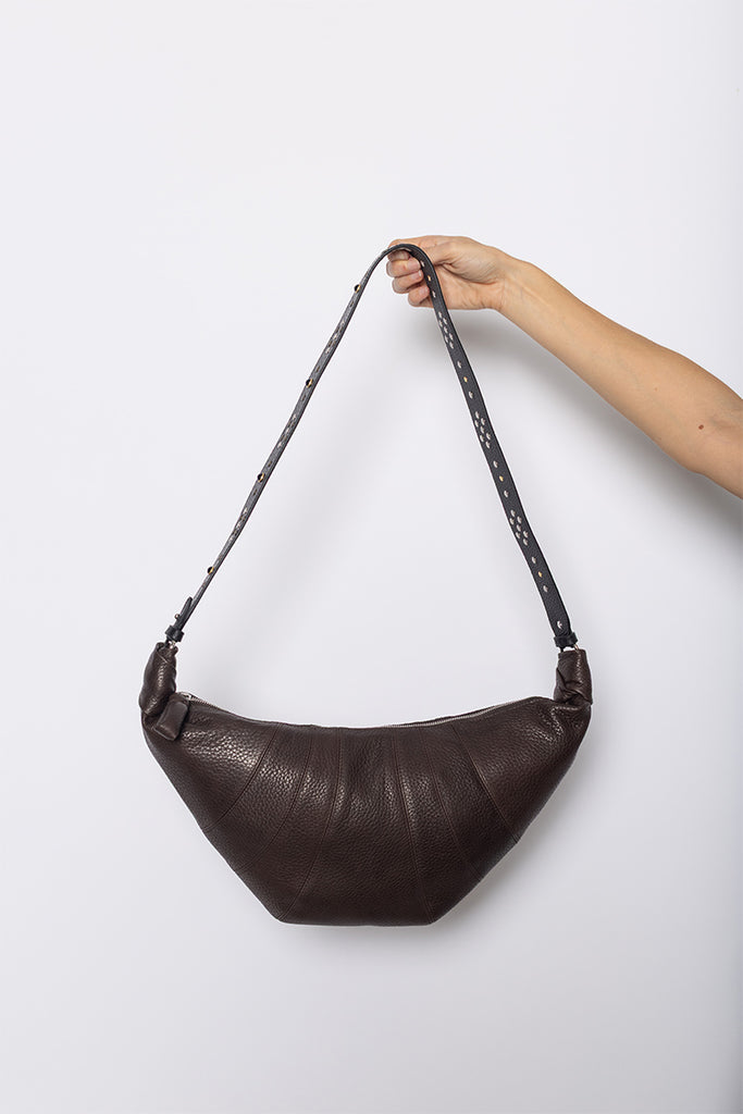Western  Studs  Medium Croissant Bag - Dark Chocolate