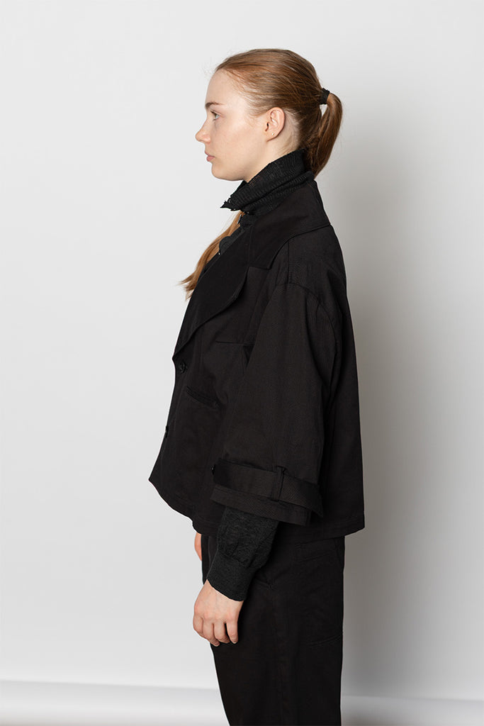 Wide Collar Jacket - Black